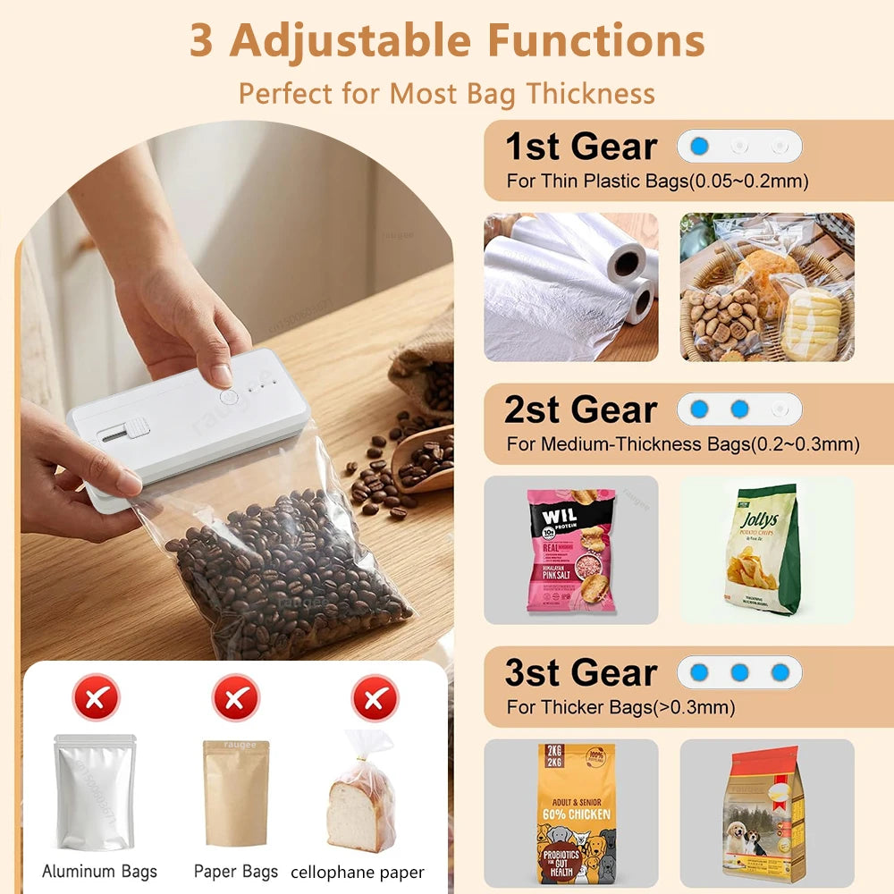 Plastic Bags Sealer Mini Heat Bag Sealer Handheld Portable Plastic Bag Sealing Machine USB Rechargeable Food Packaging Sealer