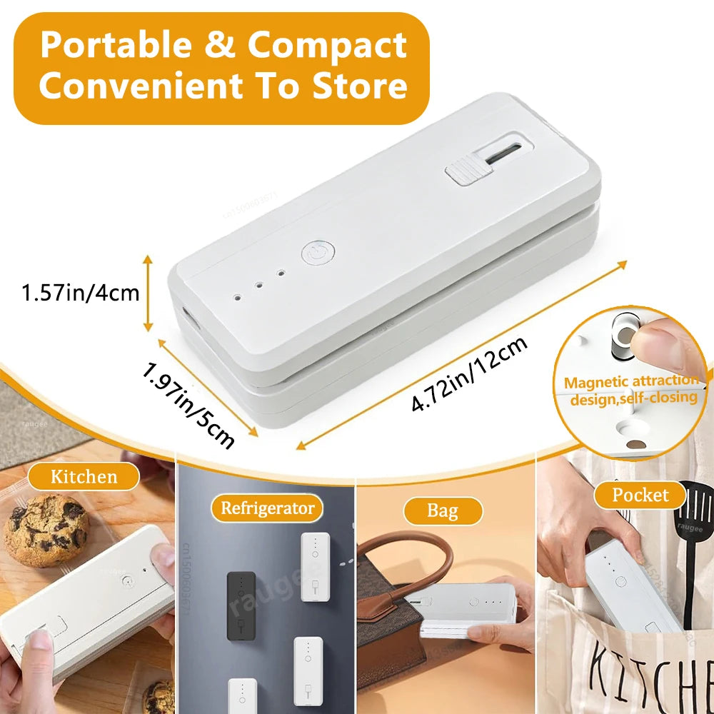 Plastic Bags Sealer Mini Heat Bag Sealer Handheld Portable Plastic Bag Sealing Machine USB Rechargeable Food Packaging Sealer
