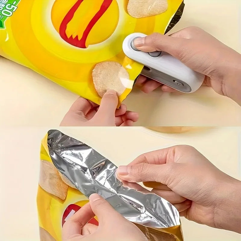 Mini máquina de sellado de bolsas, sellador multifunción de bolsas, sellador recargable de bolsas de plástico 2 en 1