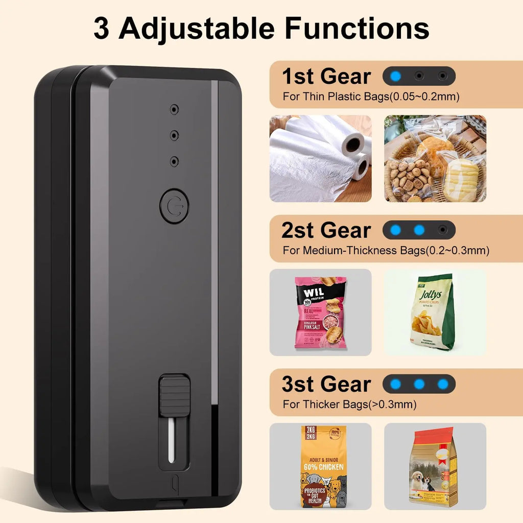 Máquina selladora portátil Recargable para bolsas, cortadora para volver a sellar snacks de papa, comida de cocina, etcetera