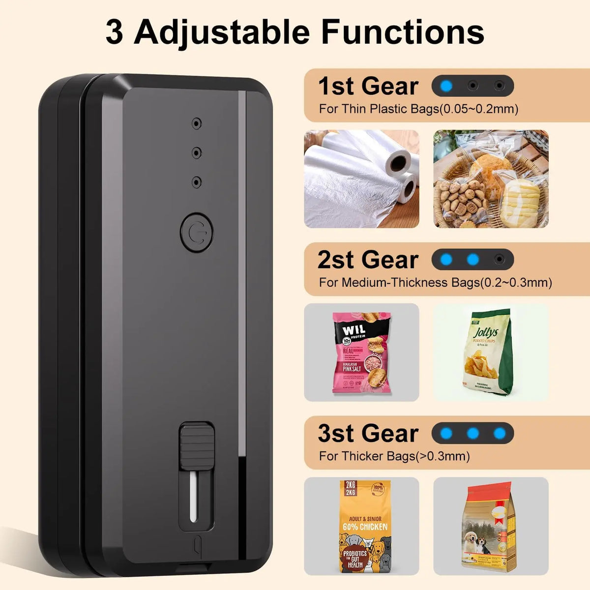 Máquina selladora portátil Recargable para bolsas, cortadora para volver a sellar snacks de papa, comida de cocina, etcetera