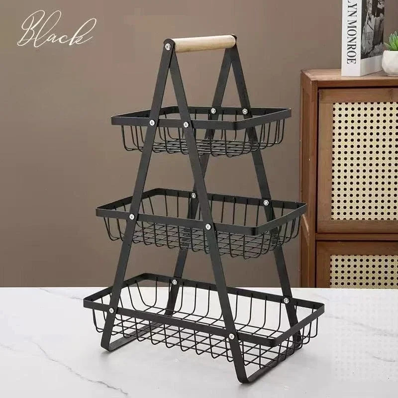 Nuevo Organizador de Cocina de 2 o 3 Niveles, Cesta para Frutas de Hierro, Portátil, para Almacenar Frutas, Pan y Aperitivos