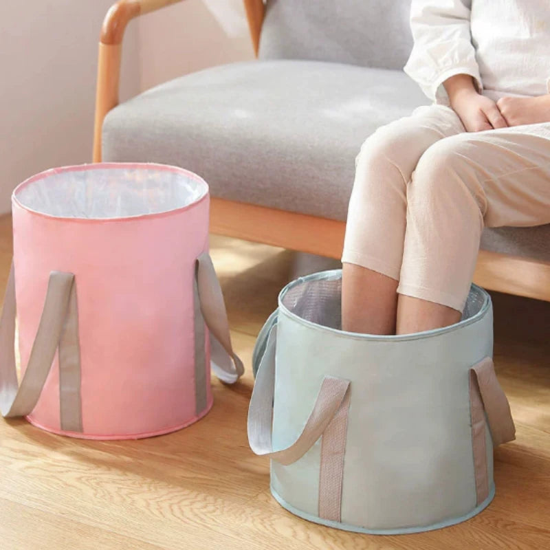 Tina de baño plegable y portátil para pies con conservación de calor - Cubeta profunda multifuncional, masajeador de pies