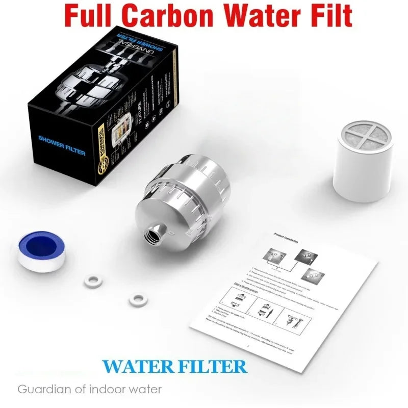 Filtro de ducha de alta salida con 15/20 etapas para agua dura, cartuchos reemplazables, suavizador de agua para eliminar cloro y fluoruro