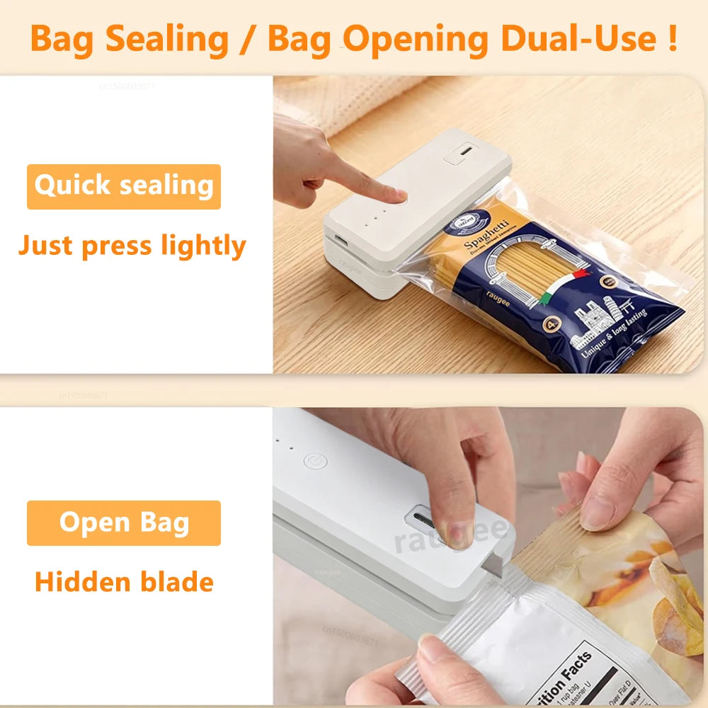 Plastic Bags Sealer Mini Heat Bag Sealer Handheld Portable Plastic Bag Sealing Machine USB Rechargeable Food Packaging Sealer