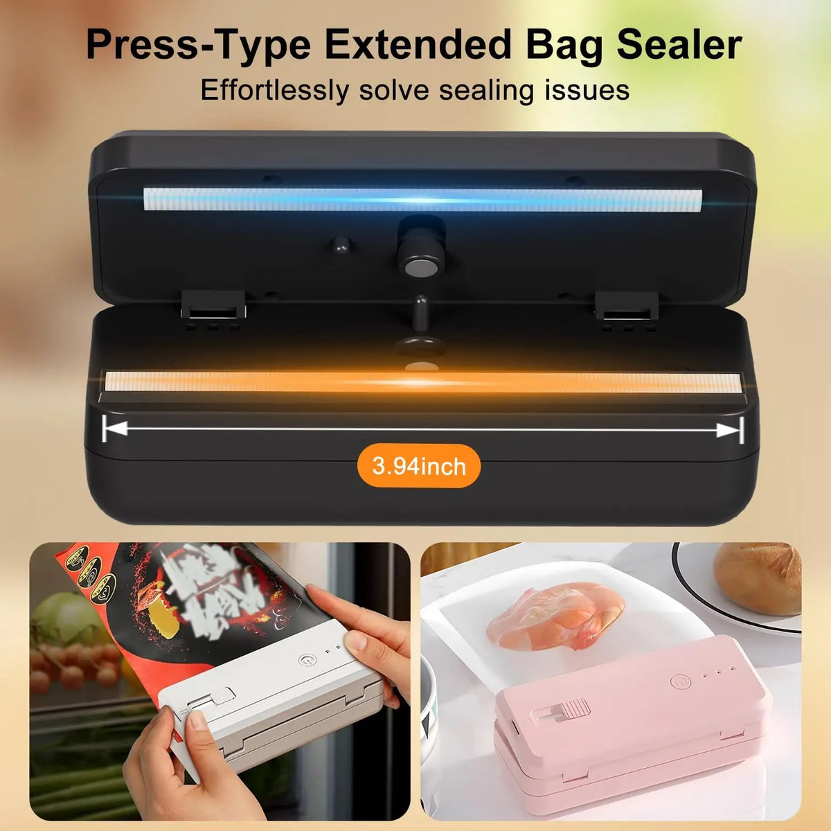 Máquina selladora portátil Recargable para bolsas, cortadora para volver a sellar snacks de papa, comida de cocina, etcetera