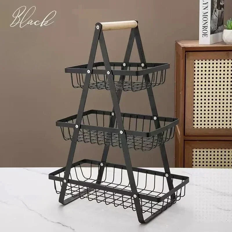 Nuevo Organizador de Cocina de 2 o 3 Niveles, Cesta para Frutas de Hierro, Portátil, para Almacenar Frutas, Pan y Aperitivos