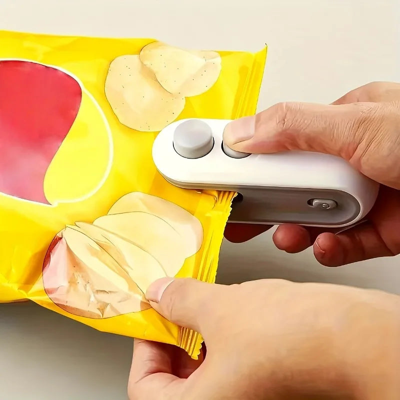 Mini máquina de sellado de bolsas, sellador multifunción de bolsas, sellador recargable de bolsas de plástico 2 en 1
