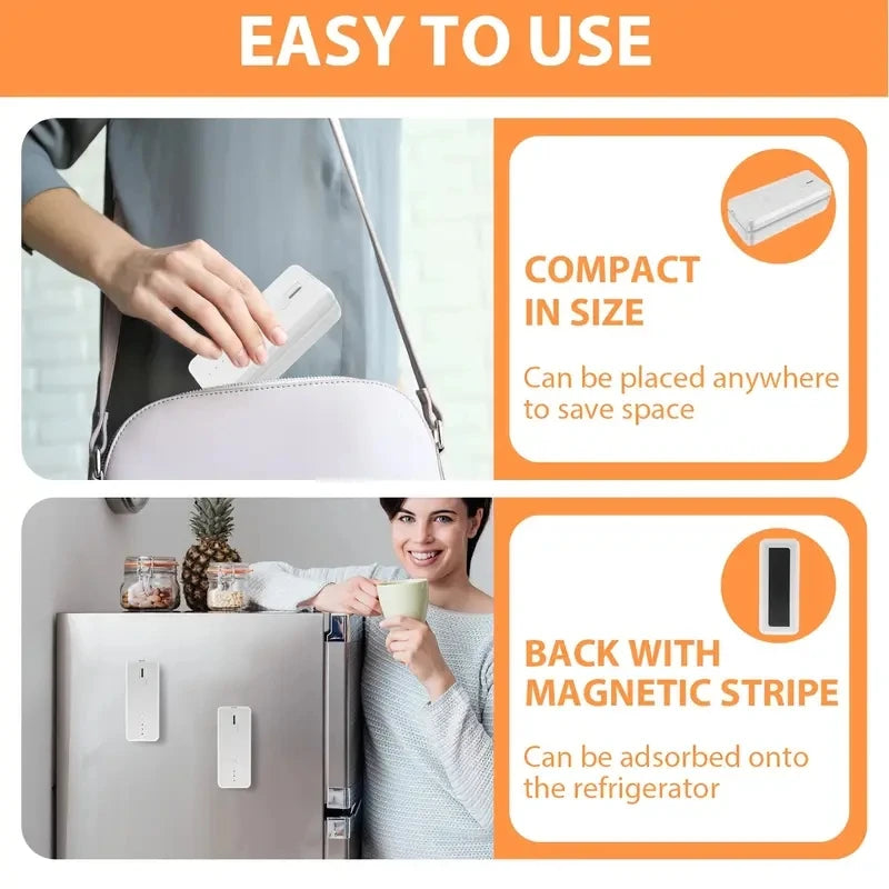 Máquina selladora portátil Recargable para bolsas, cortadora para volver a sellar snacks de papa, comida de cocina, etcetera