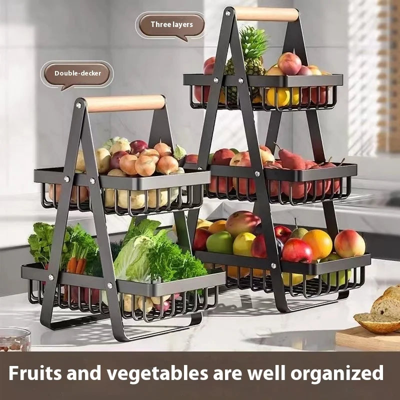 Nuevo Organizador de Cocina de 2 o 3 Niveles, Cesta para Frutas de Hierro, Portátil, para Almacenar Frutas, Pan y Aperitivos